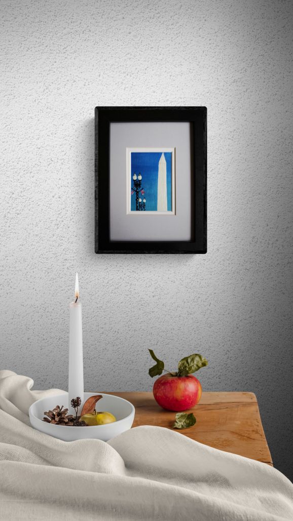 Minimalist View of Washington D.C., acrylic painting - Rhia Janta - Cooper Fine Art
