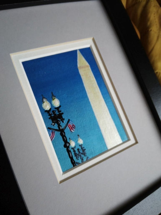 Minimalist View of Washington D.C., acrylic painting - Rhia Janta - Cooper Fine Art