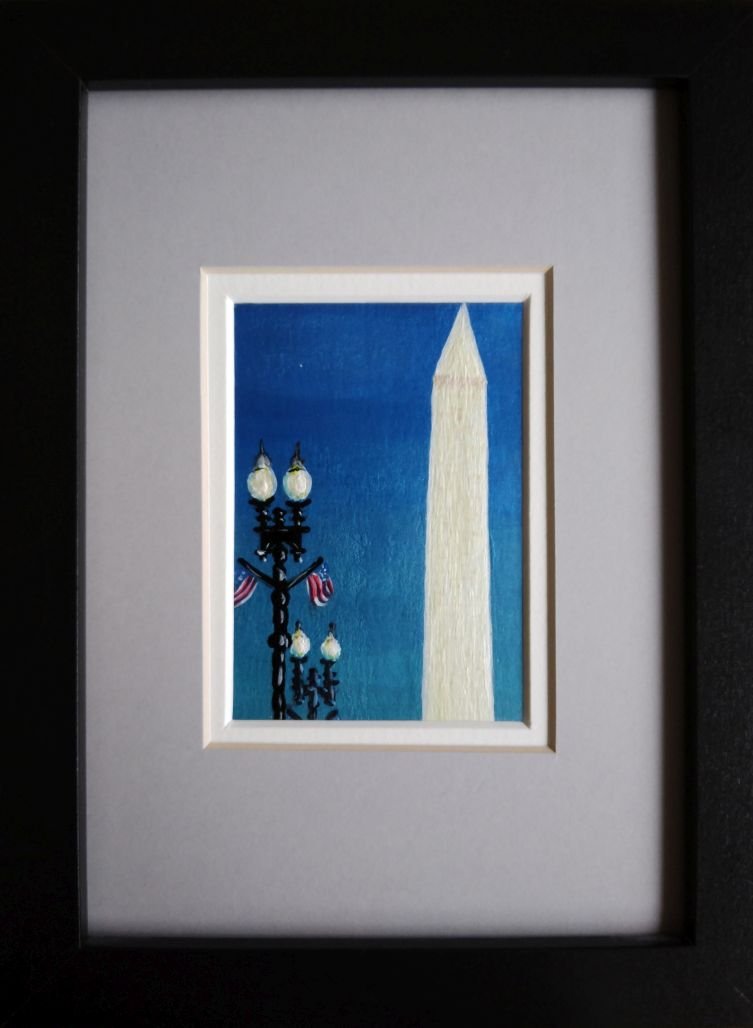 Minimalist View of Washington D.C., acrylic painting - Rhia Janta - Cooper Fine Art