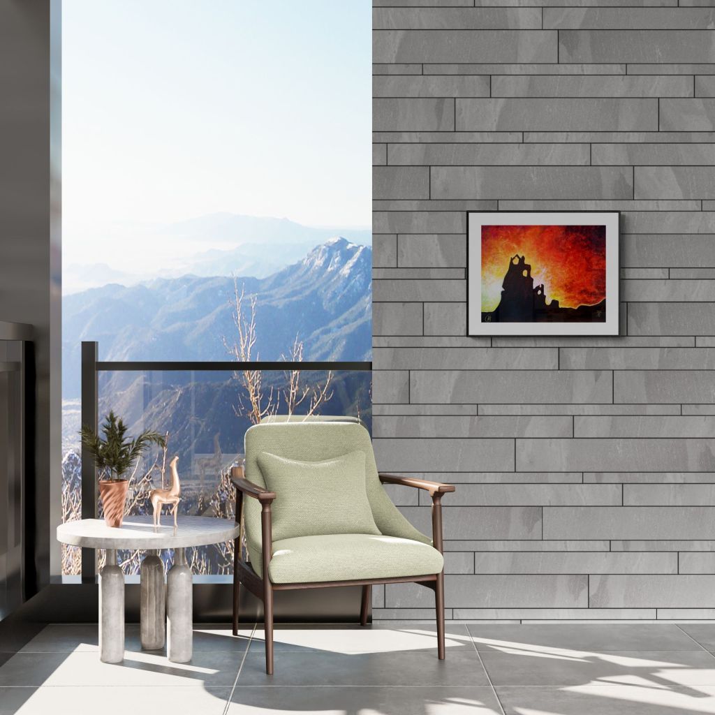 Painting of Red Sunset and a Castle - Rhia Janta - Cooper Fine Art