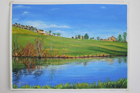 River Aire, West Yorkshire, original acrylic painting - Rhia Janta - Cooper Fine Art