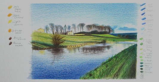 Sketch of River Aire in North Yorkshire - Rhia Janta - Cooper Fine Art