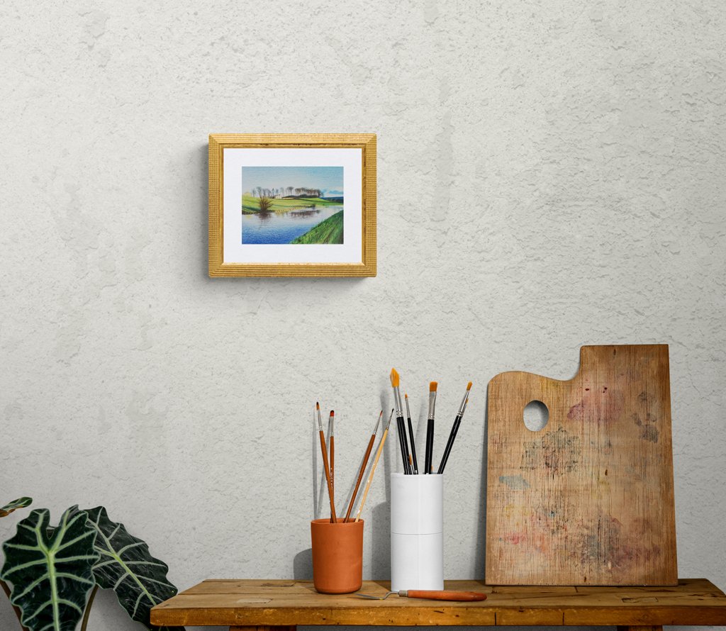 Sketch of River Aire in North Yorkshire - Rhia Janta - Cooper Fine Art