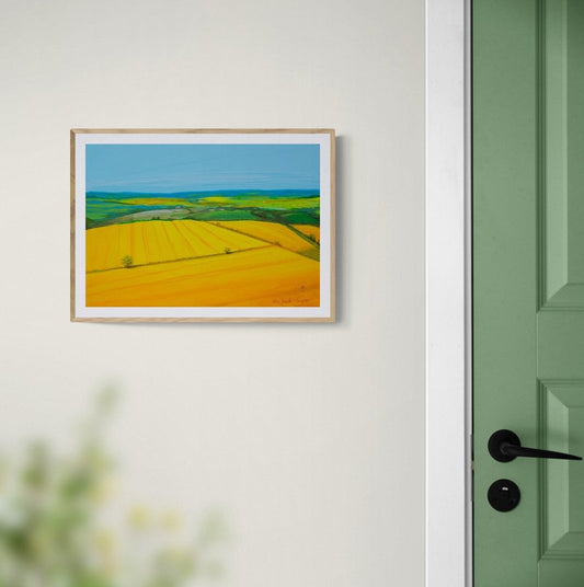 Summer Landscape - Yellow Fields, original painting - Rhia Janta - Cooper Fine Art