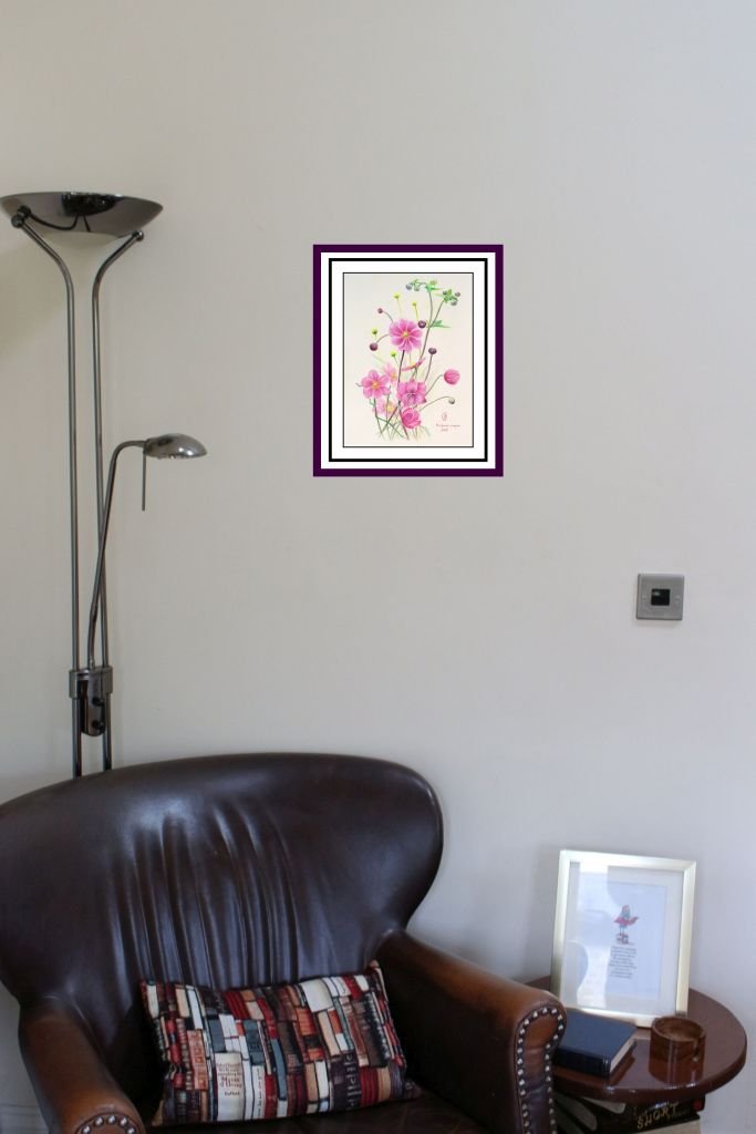 Botanical Illustration of Flowers, Japanese Anemone - Rhia Janta-Cooper Fine Art