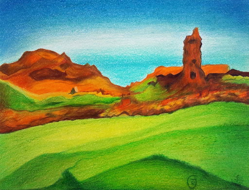 British Landscape Drawing Color Pencil - Rhia Janta-Cooper Fine Art