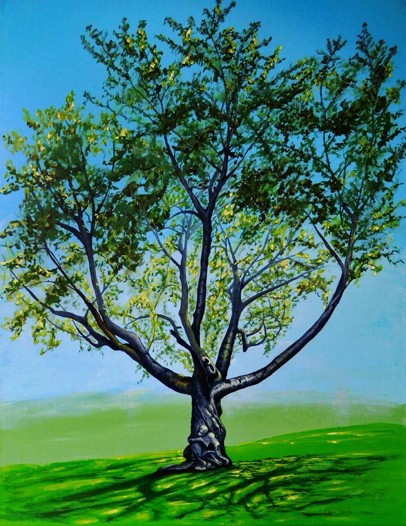 Cherry Tree Before Felling, acrylic original painting - Rhia Janta-Cooper Fine Art