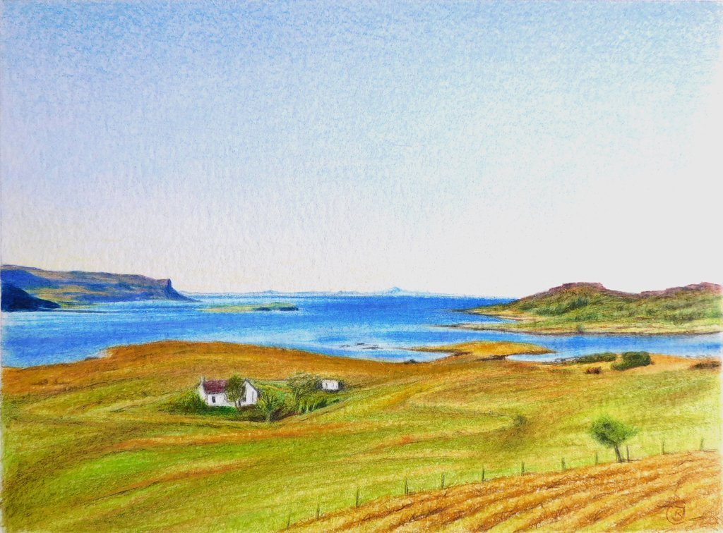 Croft at the End of the Road, original drawing - Rhia Janta-Cooper Fine Art