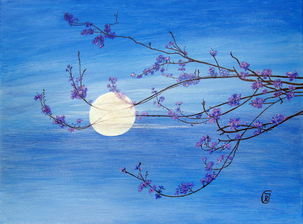 Flores de Luna, original acrylic painting - Rhia Janta-Cooper Fine Art