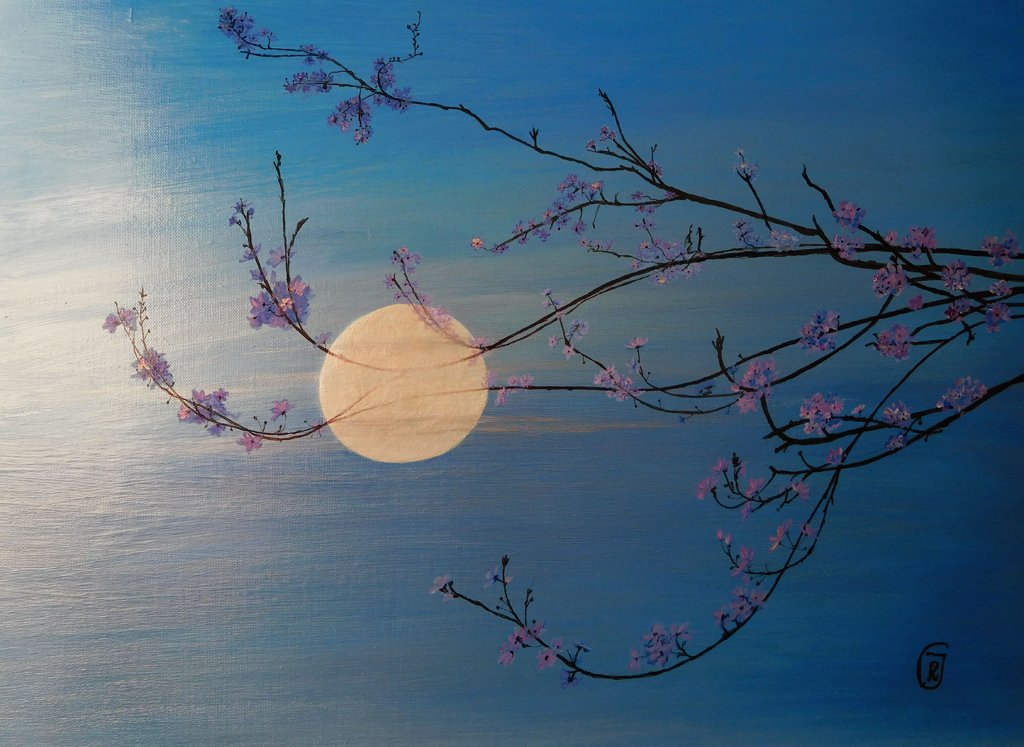 Flores de Luna, original acrylic painting - Rhia Janta-Cooper Fine Art