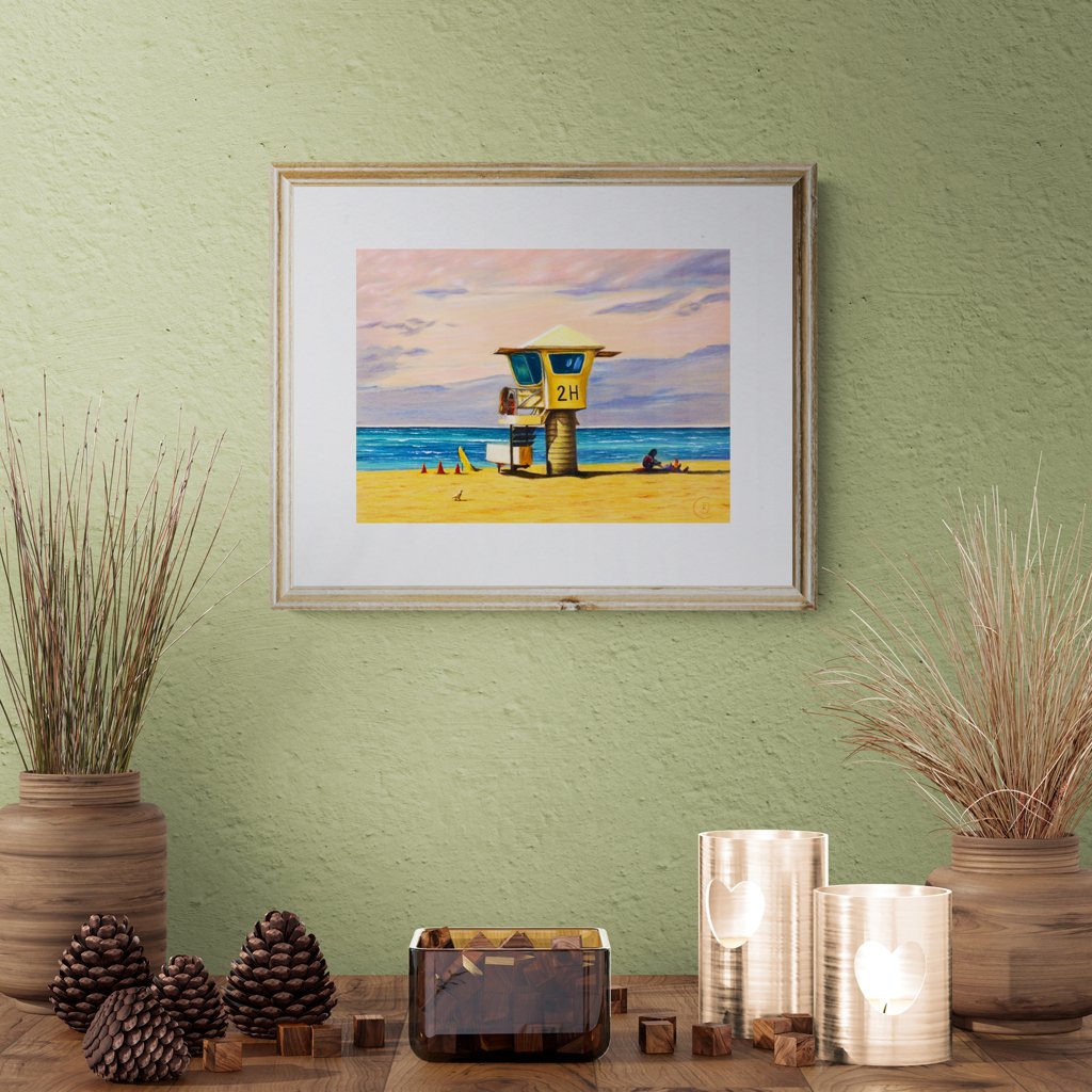 Kaimana Beach Waikiki, original mixed-media artwork - Rhia Janta-Cooper Fine Art