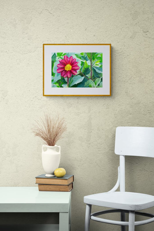 Magenta Flower Garden Painting - Rhia Janta-Cooper Fine Art