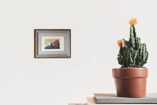 Miniature Painting of Scottish Butterfly on Bluebells - Rhia Janta-Cooper Fine Art