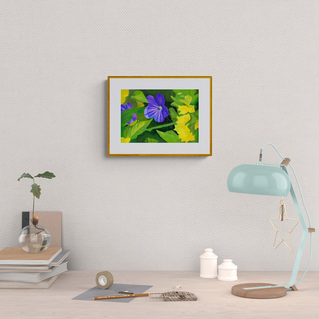 Purple and Yellow Flowers, original painting - Rhia Janta-Cooper Fine Art
