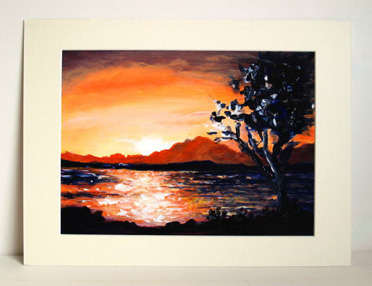 River Coe sunset painting, Scottish Highlands - Rhia Janta-Cooper Fine Art