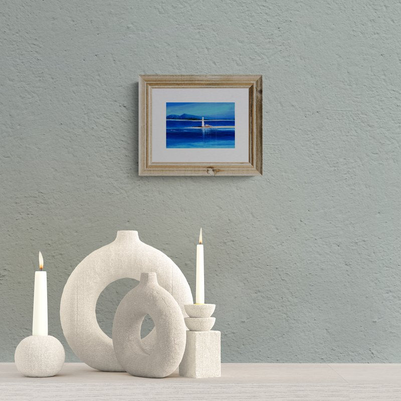 The Lighthouse from Sound of Mull, original painting - Rhia Janta-Cooper Fine Art