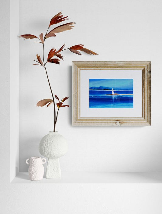 The Lighthouse from Sound of Mull, original painting - Rhia Janta-Cooper Fine Art