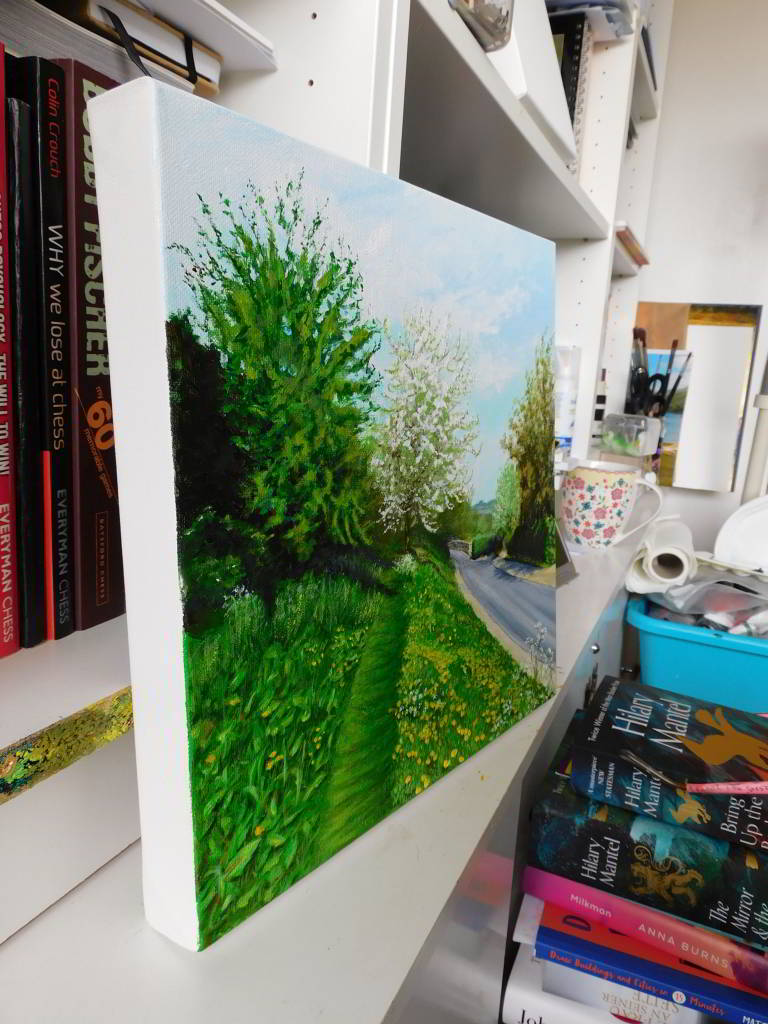 The Path Above Baghill Lane, acrylic painting - Rhia Janta-Cooper Fine Art