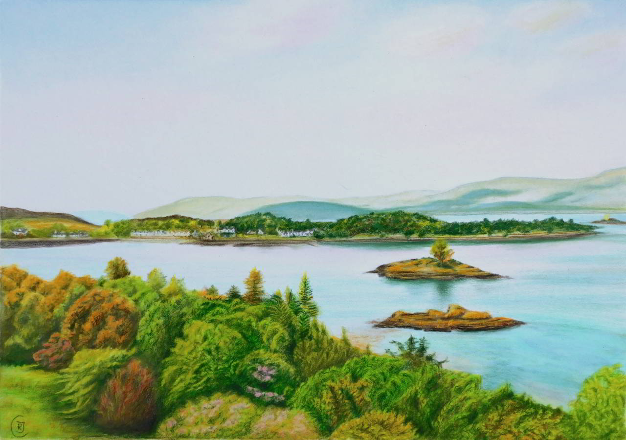 View From Kyle Of Lochalsh Road original drawing - Rhia Janta-Cooper Fine Art