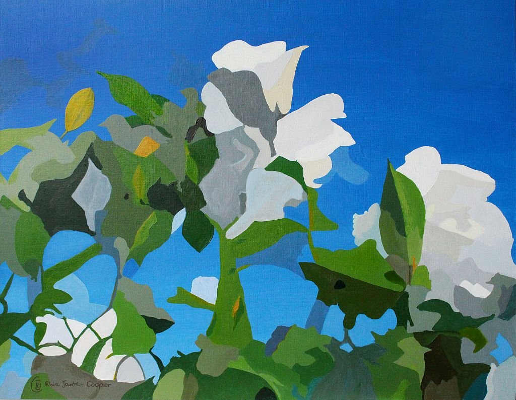 White Roses of York IV, original painting - Rhia Janta-Cooper Fine Art