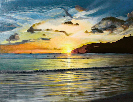 Discover Enchanting Painting Sunset in San Juan del Sur - Rhia Janta-Cooper Fine Art