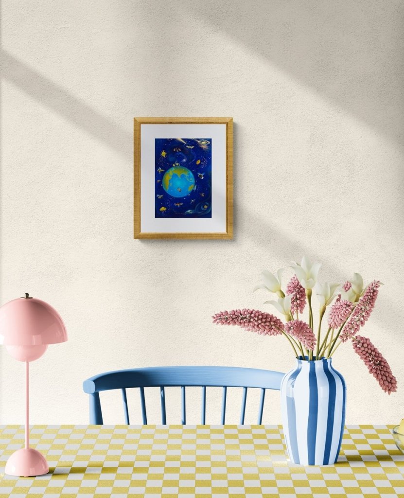 Bees From Outerspace - surreal painting - Rhia Janta - Cooper Fine Art