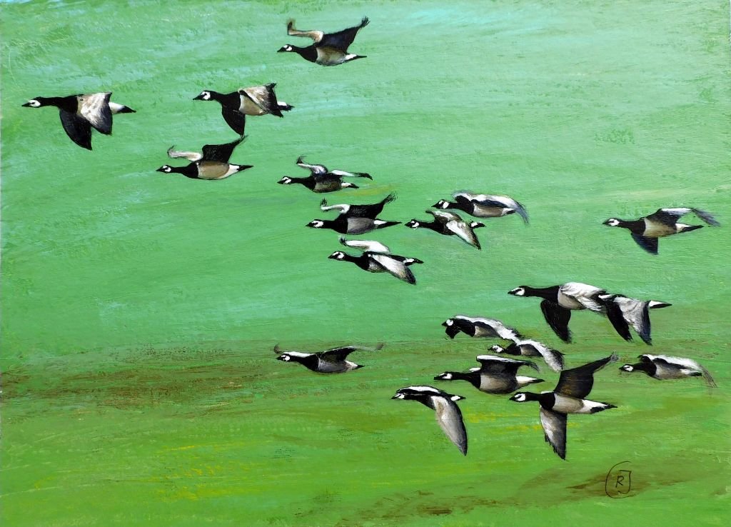 Flying Geese, original painting by Rhia Janta-Cooper