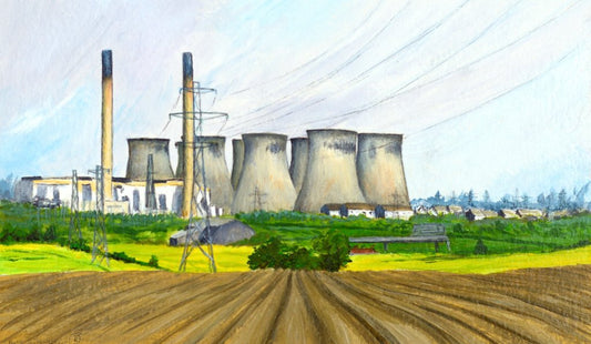Historic View of the Demolished Ferrybridge Power Station by Pontefract - Rhia Janta - Cooper Fine Art