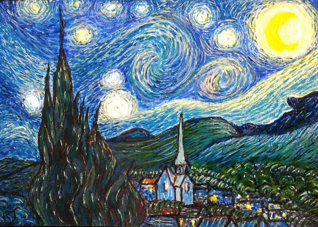 Miniature Painting of Van Gogh's Starry Night - Rhia Janta - Cooper Fine Art