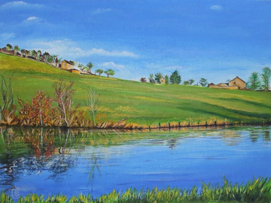 River Aire, West Yorkshire, original acrylic painting - Rhia Janta - Cooper Fine Art