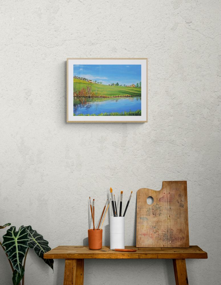 River Aire, West Yorkshire, original acrylic painting - Rhia Janta - Cooper Fine Art