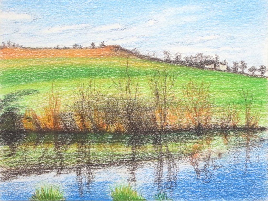 Sketch of River Aire in North Yorkshire II - Rhia Janta - Cooper Fine Art