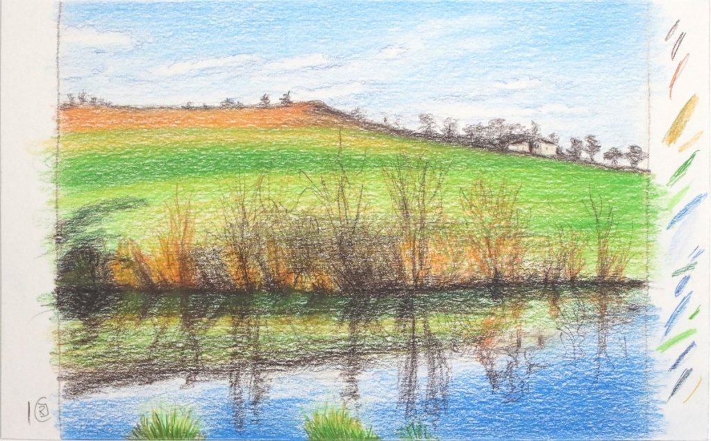 Sketch of River Aire in North Yorkshire II - Rhia Janta - Cooper Fine Art