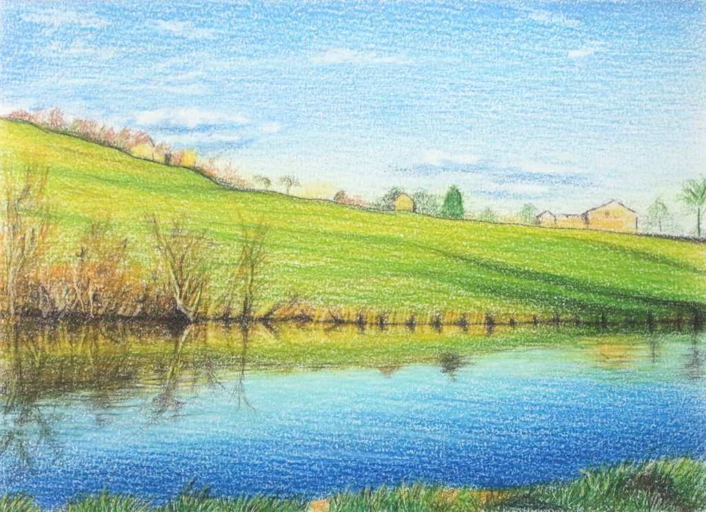 Sketch of River Aire in North Yorkshire III - Rhia Janta-Cooper Fine Art