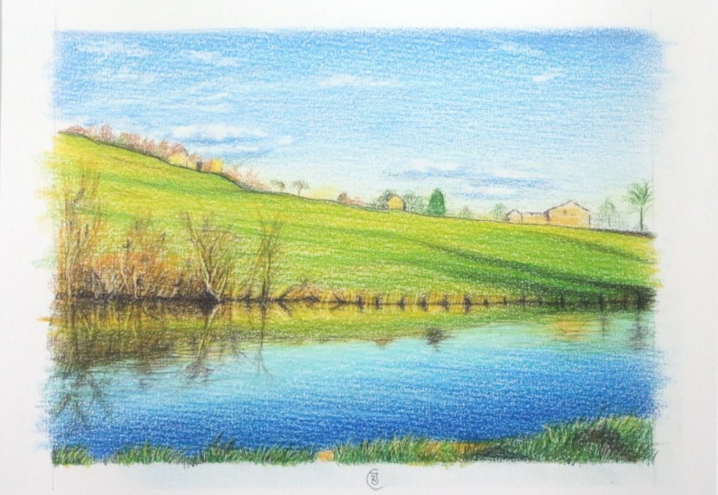 Sketch of River Aire in North Yorkshire III - Rhia Janta-Cooper Fine Art