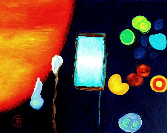 Bubbles II, original abstract painting - Rhia Janta-Cooper Fine Art