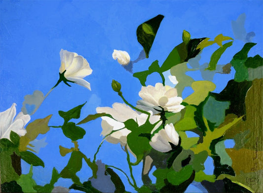 White Roses of York, acrylic painting - Rhia Janta-Cooper Fine Art