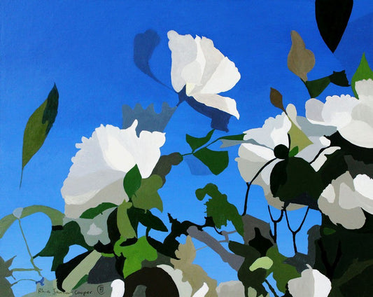 White Roses of York III, acrylic original painting - Rhia Janta-Cooper Fine Art
