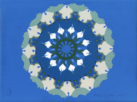 White Roses of York VI: Symmetric Kaleidoscope Painting - Rhia Janta-Cooper Fine Art